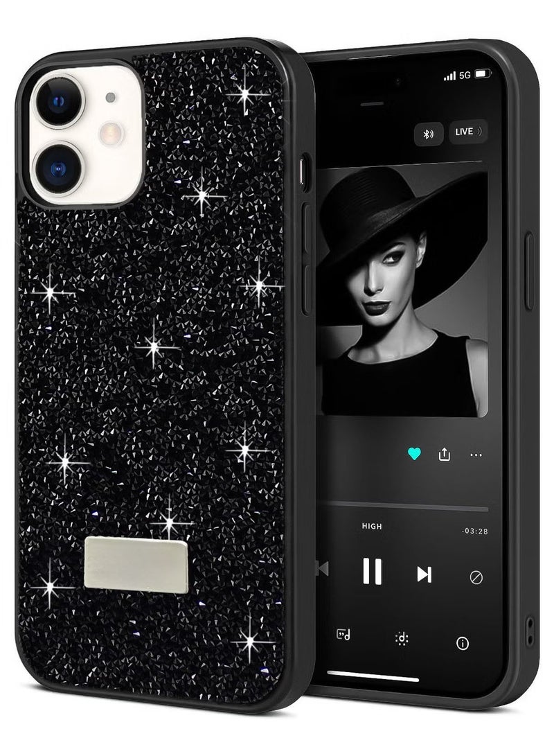 جراب خلفي لامع لهاتف iPhone 11 بتصميم لامع فاخر للفتيات والنساء، جراب هاتف نحيف مضاد للخدش (أسود)
